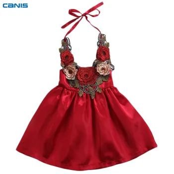 

Toddler Kids Baby Girls 3D Flowers Party Dress Sleeveless Costume Girl Formal Mini Dresses Children Clothes Summer 6M-5T