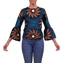 Модные женские футболки, африканские топы с принтом, Африканский Праздничный Принт, футболка с длинным рукавом, Анкара, африканская женская одежда на заказ