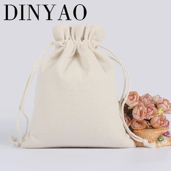 

3pcs/lot 15*20cm 10oz Natural Resuable Cotton Canvas Pouch One pc Logo Print Eco Drawstring Gift Food Trip Rice Packaging Bags