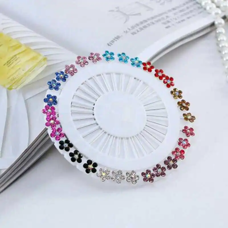 New Hijab Pins Wholesale 30pcs flower ball Crystal Muslim Hijab
