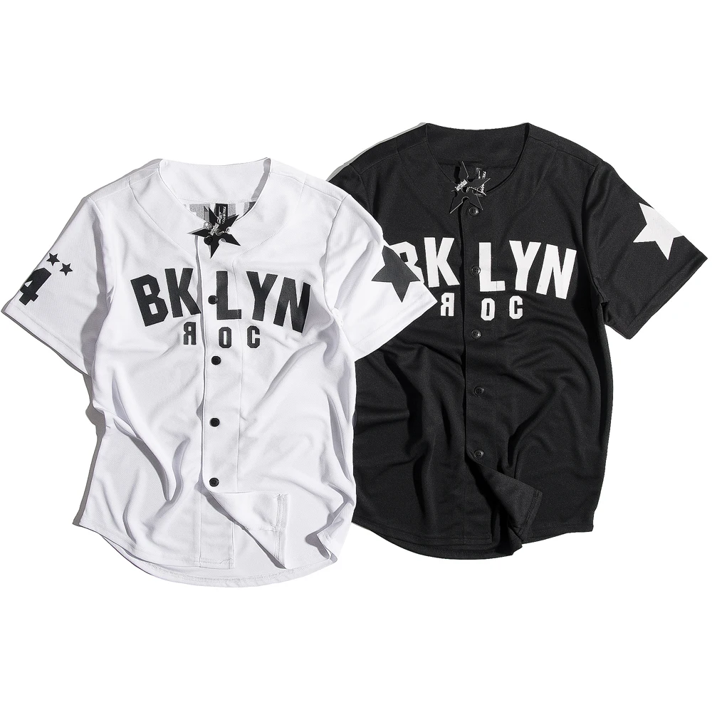 BYLYN Jersey - Black and White Jerseys Quick Dry Fabric and Fashion Streetwear Tees Shirts Hip Hop Custom Made Baseball Jersey