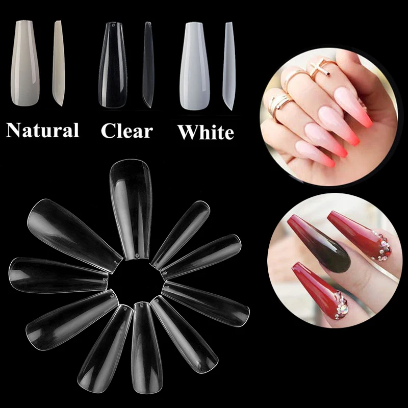 

500pcs Full Coffin Ballerina Nail Tips Press on Nails Long Stiletto False Nails Tips Full Cover DIY Acrylic Fake Nails Art Tips