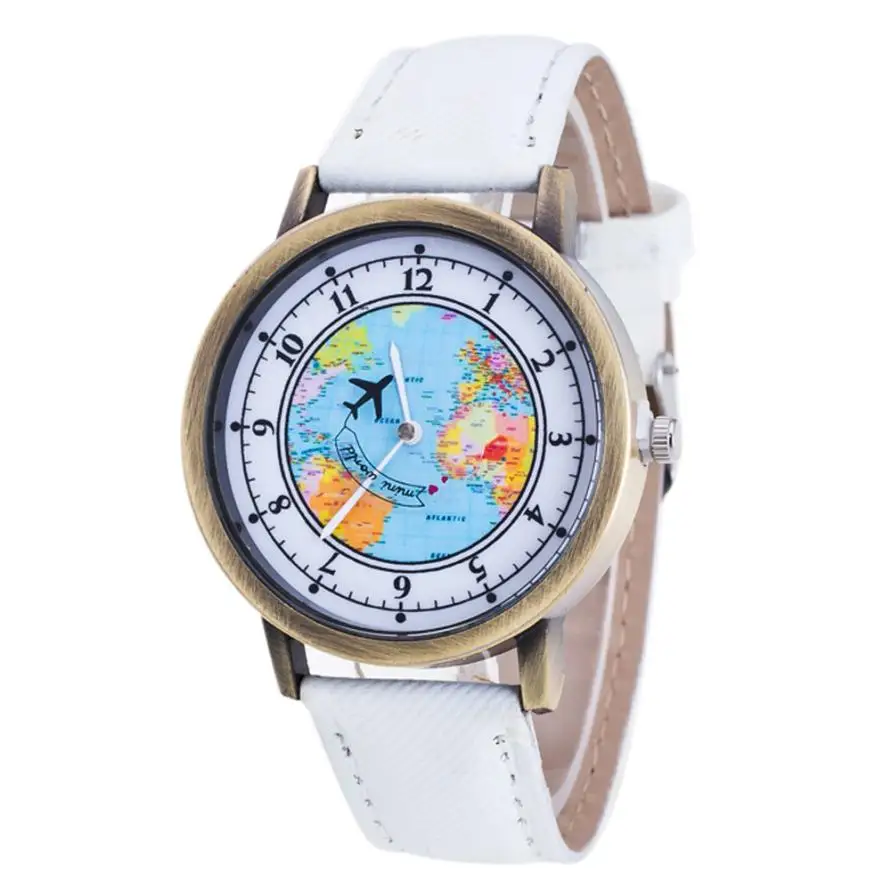 2018 новые Часы женские Модные мира Географические карты Просмотрам ковбой Группа Аналоговые кварцевые наручные часы подарки 30 P