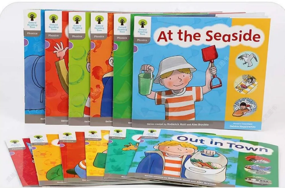 

2-7years english picture book early education english Picture Books Cardboard Books Oxford Reading Tree at the seaside 12pc/set