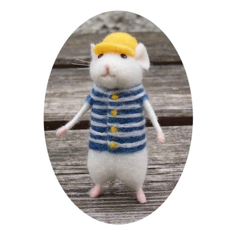 Non-Finished Felt Kit Women Lovely Mice Mouse Handmade Animal Toy Doll Wool Needle Felt Poked Kitting DIY Wool Kits Package