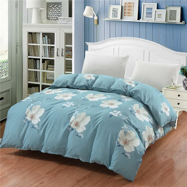 Elegant style 100 Cotton Floral Duvet Cover Flower Bedding Blue white