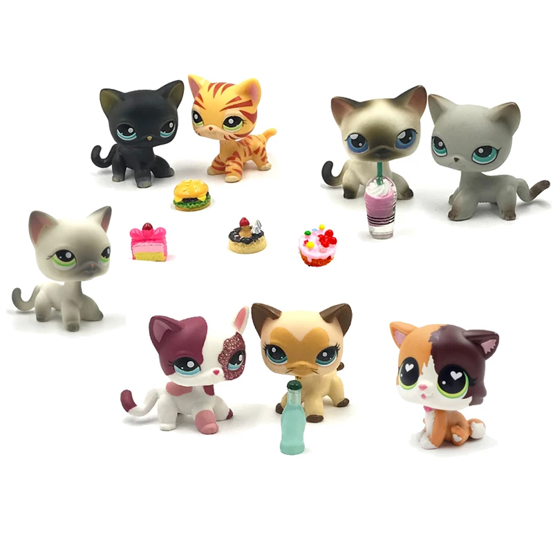 

rare pet shop lps toys standing short hair cat black 994 pink 2291 little dog collie dachshund great dane with cute accessories