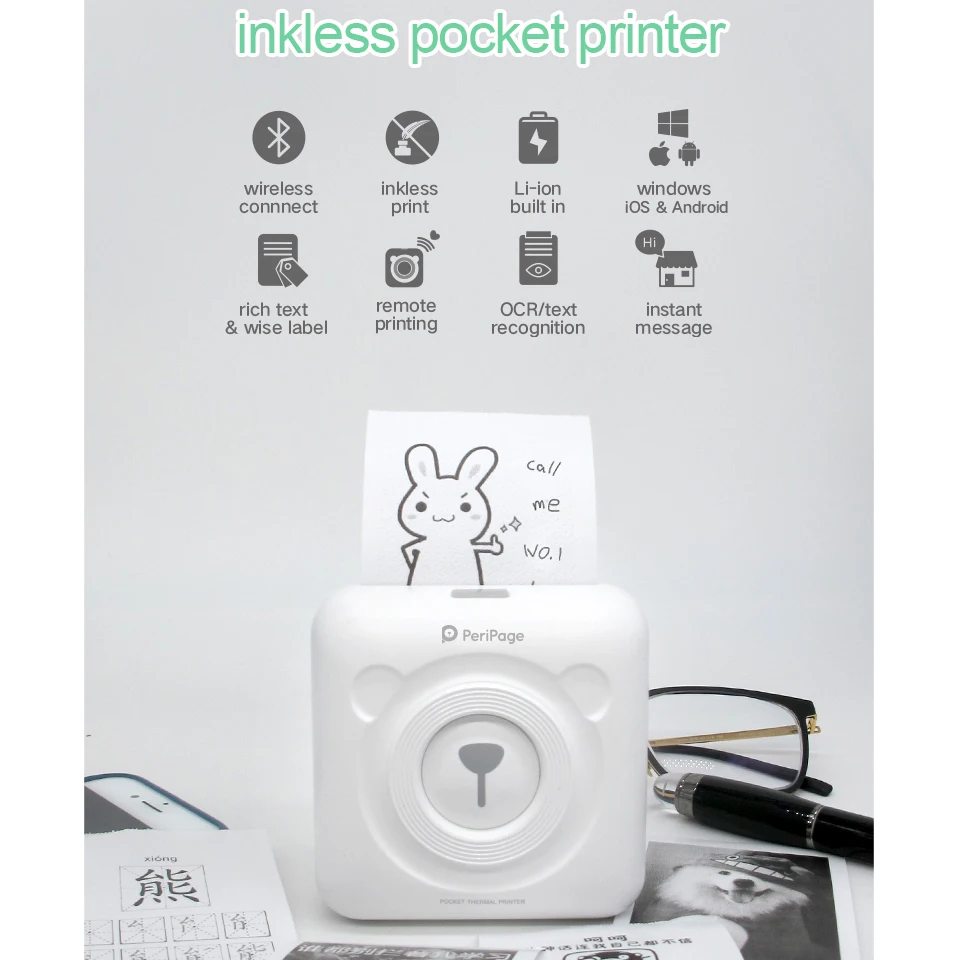 PeriPage портативный тепловой Bluetooth фотопринтер мини-фотографии принтер для мобильного телефона Android iOS 58 мм Принтер Рождественский подарок