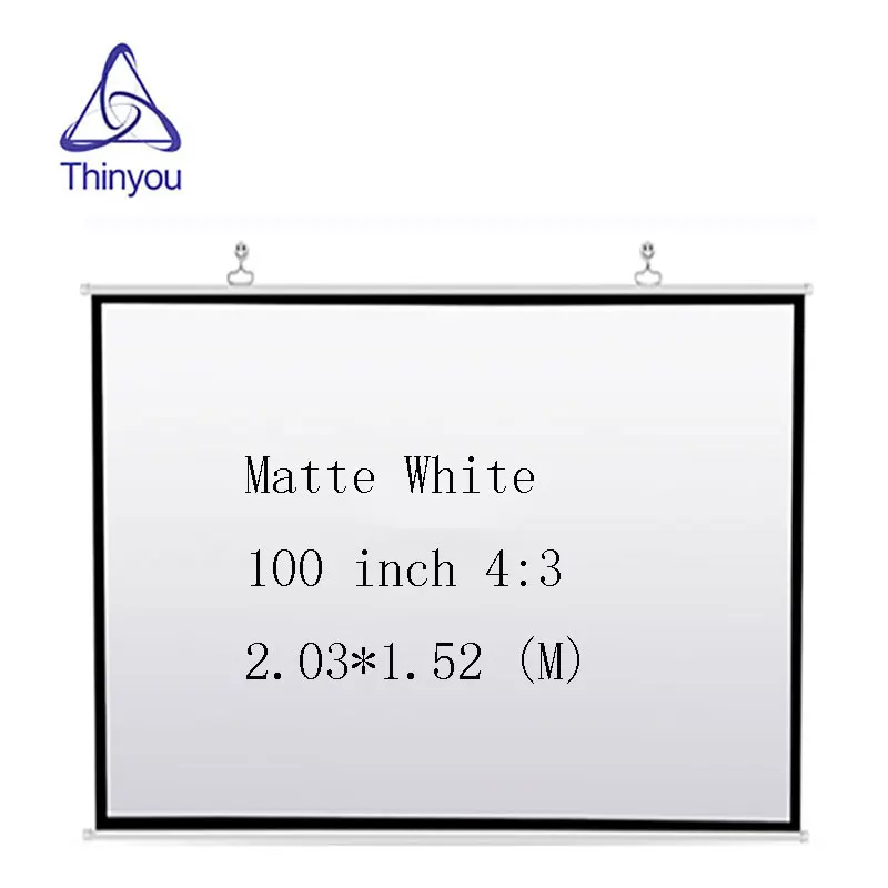 

Thinyou 100 Inch 4:3 HD Portable Projector Screen Plastic Screen For Home theater made of Matt White Material Projection Screen
