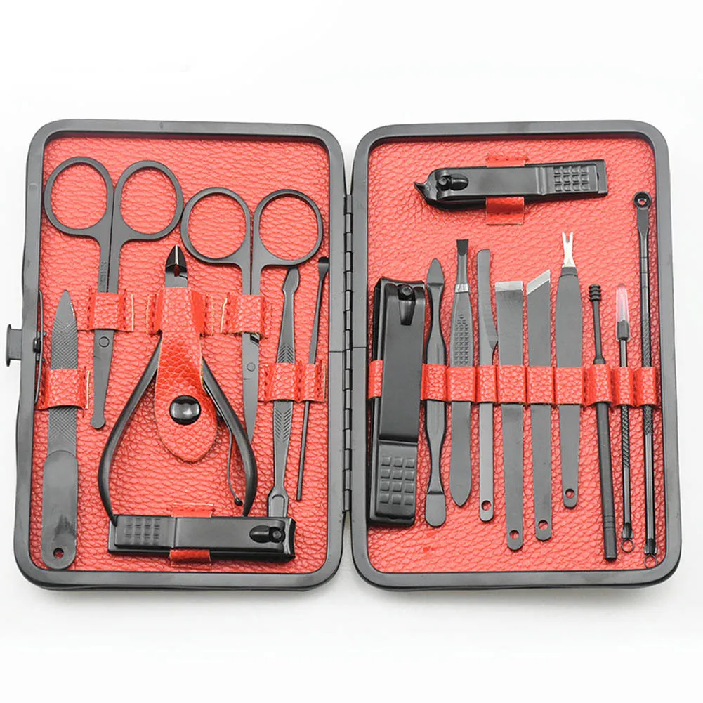 

18 pcs Manicure Set Nail Kit Nail Art Tools All For Manicure Sets Pedicure Care With Pusher Ingrown Nail File Polish Tweezer
