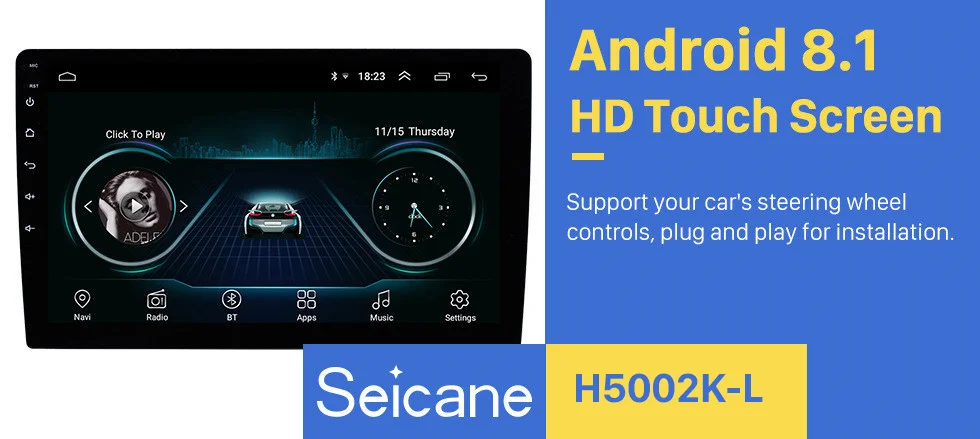 Seicane Автомагнитола для универсального HD Tochscreen 9 дюймов Android 8,1 2din Bluetooth Wifi gps стерео Мультимедийный Плеер головное устройство