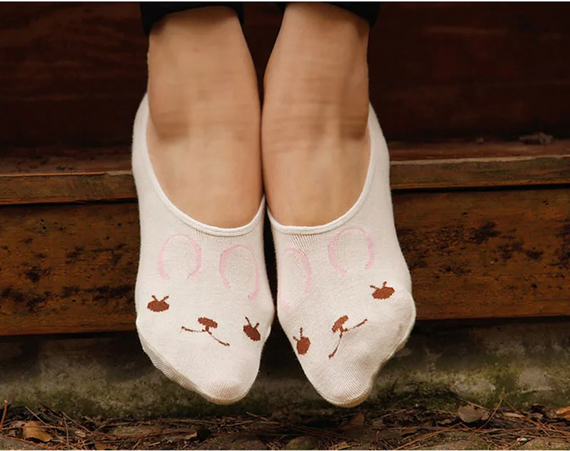 Милые носки с рисунками животных; женские летние забавные носки; короткие носки для девочек; невидимые Тапочки