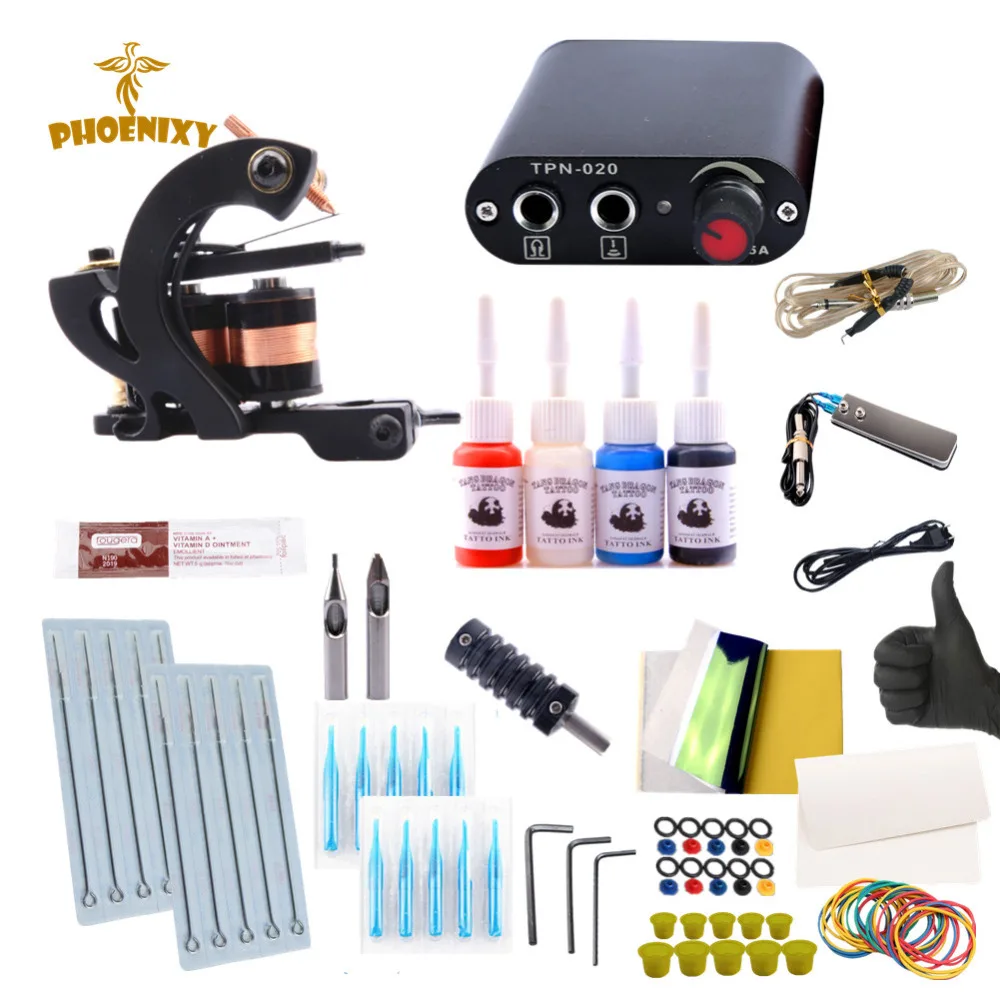 

Complete Tattoo Kit One Machine Gun Permanent Makeup Tattoo Accessories Kit 20 Colors Inks Set For Beginner Tattoo Machine Set