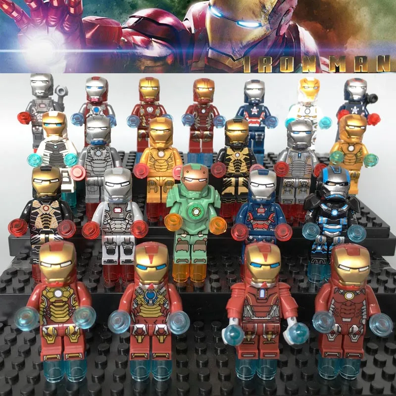 

NEW 8pcs/lot Super Hero Tony Stark War Machine MARK39 Ironman MK1 MK21 MK35 mk50 compatible Block kid toys