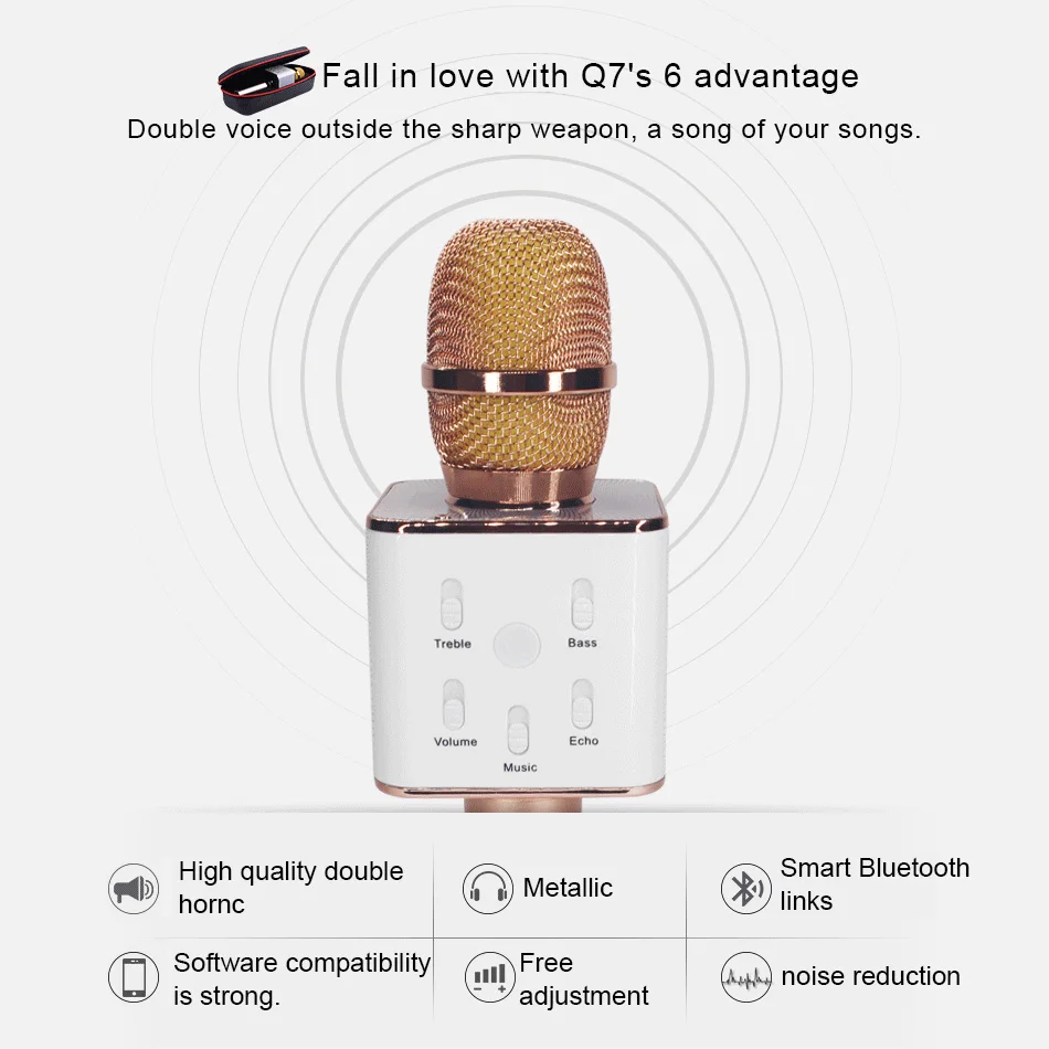 KEXU Q7 04 Bluetooth микрофон караоке беспроводной Профессиональный плеер динамик с Carring чехол для Iphone Android