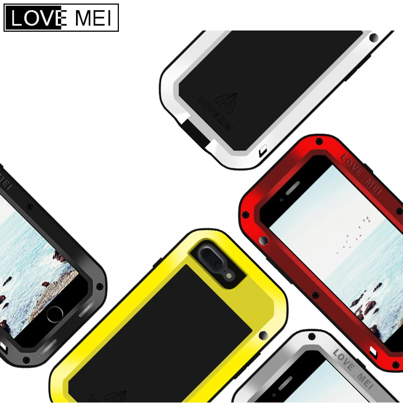 LOVE MEI Aluminum Metal Doom Armor For Apple iPhone 7 8 Waterproof Shockproof Heavy Duty Cover Cases for Plus |