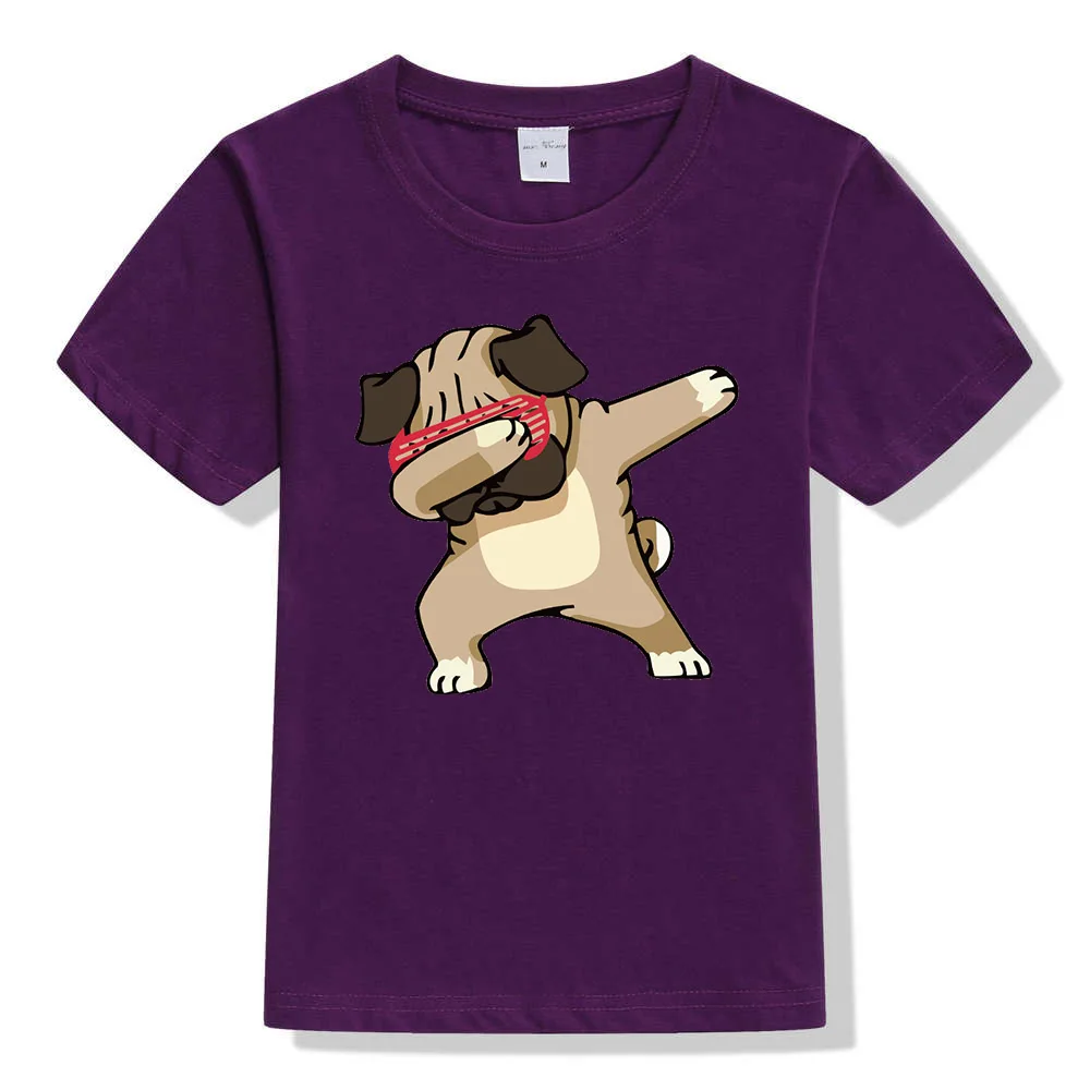 Детская летняя футболка с единорогом для мальчиков и девочек детская футболка с короткими рукавами с Мопсом уличная футболка в стиле хип-хоп для подростков - Цвет: 44A5-KSTPP-