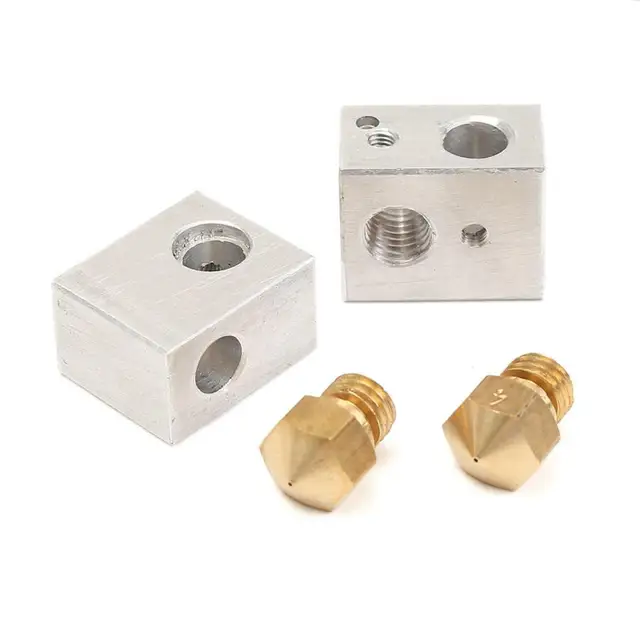 Special Price DuoWeiSi 3D Printer Parts 2 x MK10 Heating Block+MK10 Nozzle For Wanhao Dupicator D4/I3/ 3D Printer Special Price DuoWeiSi 3D Printer Parts 2 x MK10 Heating Block+MK10 Nozzle For Wanhao Dupicator D4/I3/ 3D Printer