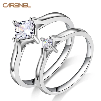 

CARSINEL Brand Trendy Couples Ring Silver color CZ Engagement Ring for Women and Men Rings Wholesale
