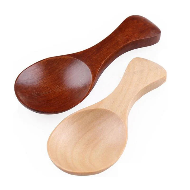 6 pieces/lot Japan Natural Lacquer Wooden Baby Spoons Short Handle Tea