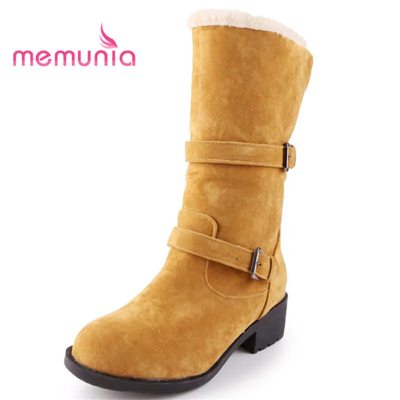 

MEMUNIA 2018 new arrive ankle boots for women simple buckle fashion boots med heels winter boots female big size 34-43