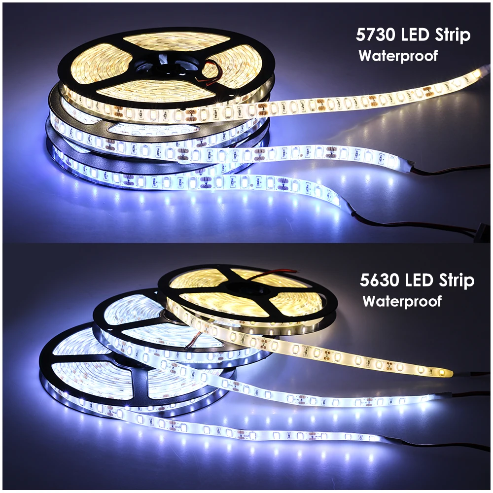 LED Strip 5730 Waterproof DC12V Flexible LED Light 60LED/m 5m/lot Brighter than 5050 5630 LED Strip