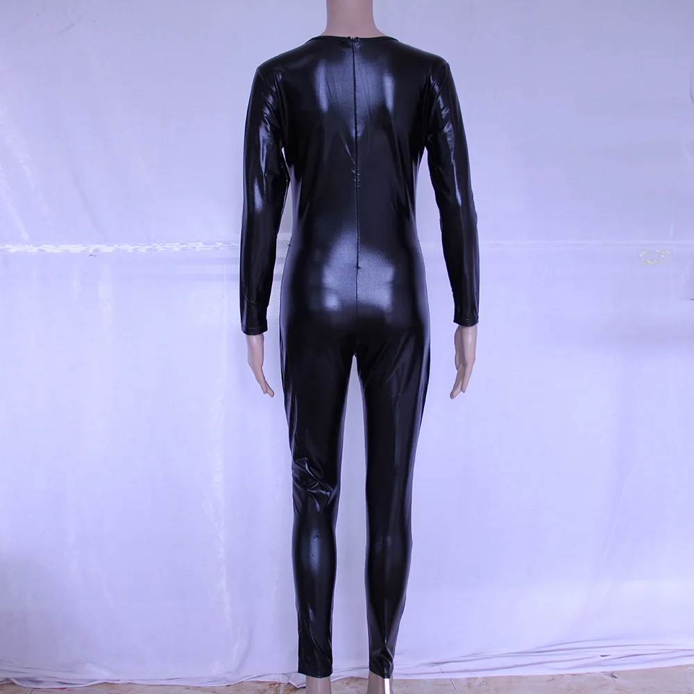 Женский латексный комбинезон Zentai черный из спандекса и латекса костюм для клуба