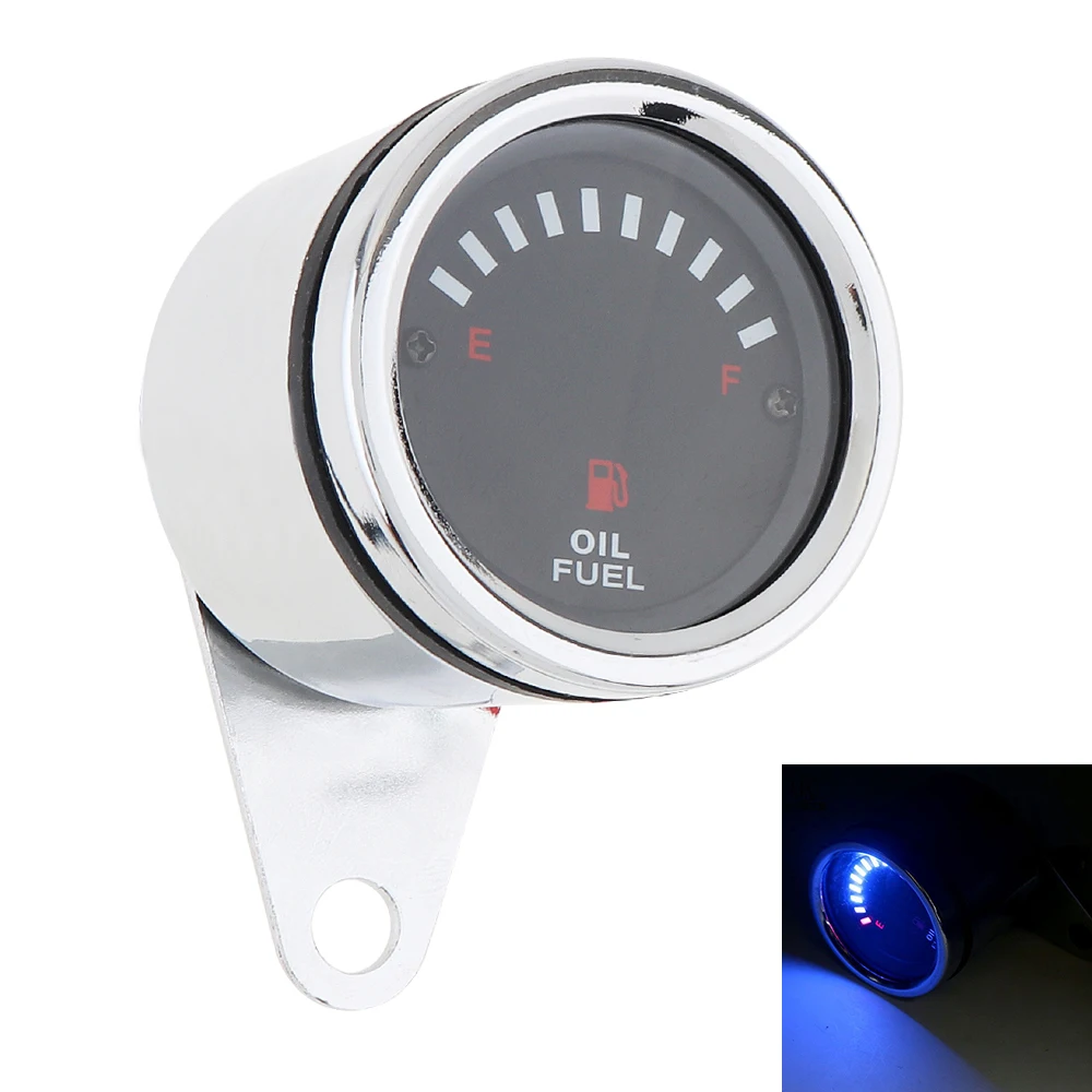 

Motorcycle Fuel Level Gauge 12V Metal Case LED Semi Circular Display Electronic Oil Meter for Motorcycle Universal