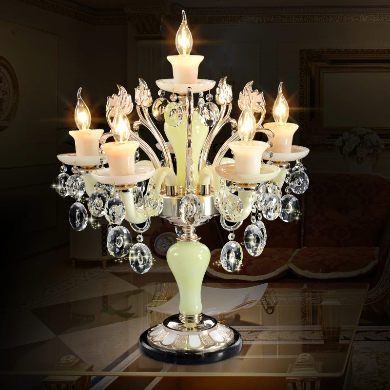 Хрустальная лампа в европейском стиле для гостиной, современный минимализм, для спальни, для учебы, изголовье кровати, цинковый сплав, креативная светодиодная Хрустальная настольная лампа