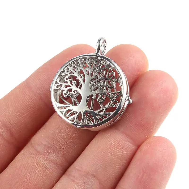 

Hollow Round Tree Of Life Locket Pendant For Woman Girls Essential Oil Diffuser Jewelry Making