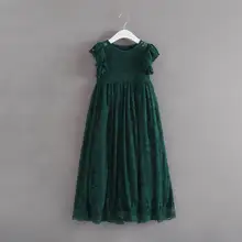 Платья принцессы для девочек на год и Рождество вечерние платья красного и зеленого цвета по щиколотку одежда для детей От 2 до 6 лет E16893