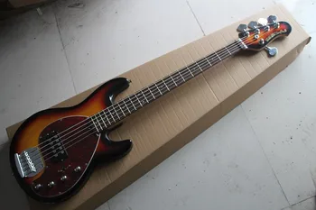 

Top Quality Sunburst Music Man Ernie Ball Sting Ray 5 Strings Electric Bass Guitar Musicman 9V Active Pickup Free Shipping