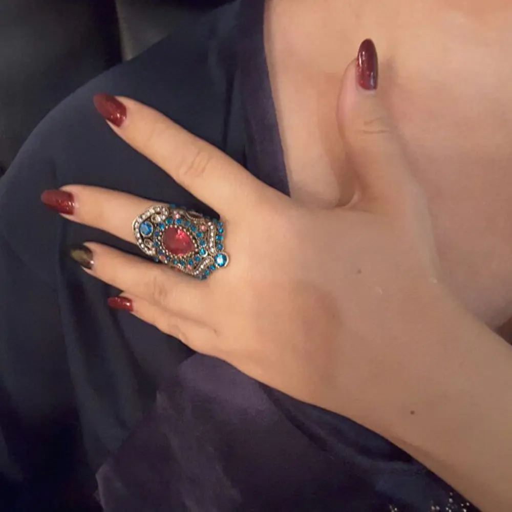 Dudee Jewelry Turkey Jewelry Retro Look Ruby Ring Plating Gold Mosaic Crystal Engagement Emerald