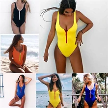 Купальник на молнии Badpak, сексуальный женский купальник с глубоким вырезом на спине, Цельный купальник, Женский Монокини, купальный костюм, трикини, женский купальник Maio Biquini