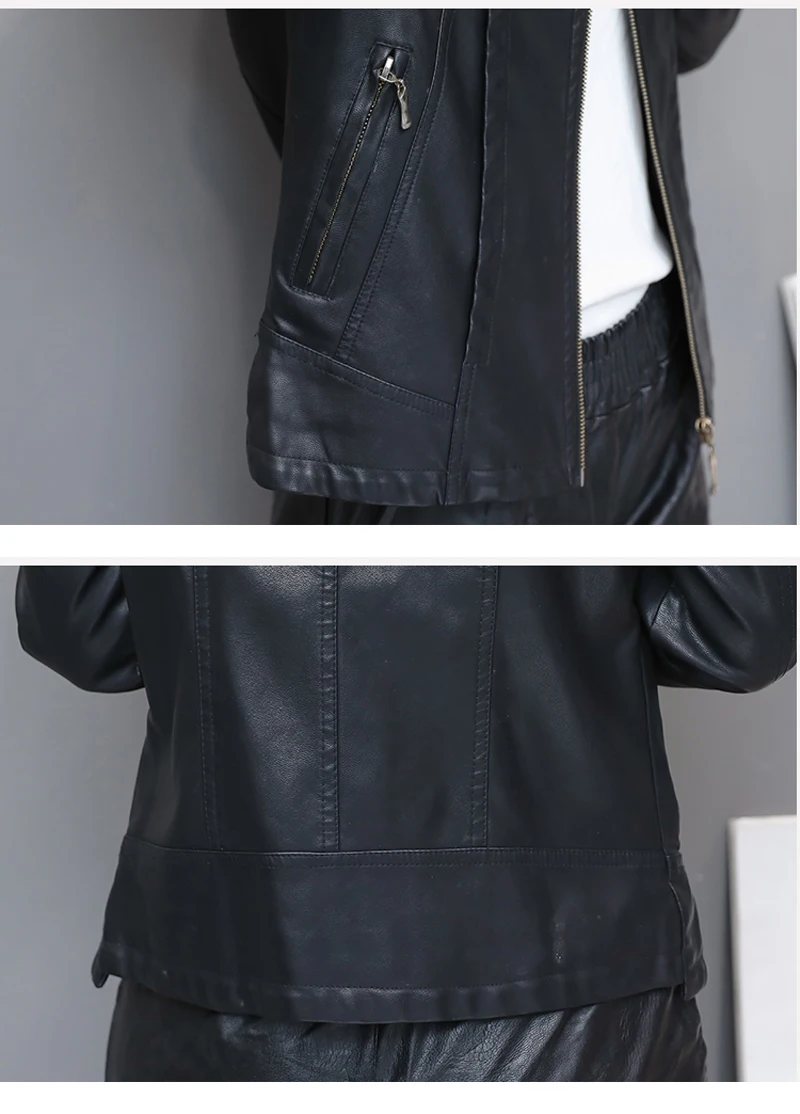 Lucyever, Женская куртка из искусственной кожи, осенняя, черная, с длинным рукавом, мотоциклетная, Байкерская, Женское пальто, корейский Блейзер на молнии, куртка-бомбер, верхняя одежда