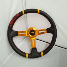 14 inch MOMO steering wheel Universal / carbon fiber racing steering wheel / Gold Bracket sports steering wheel spot