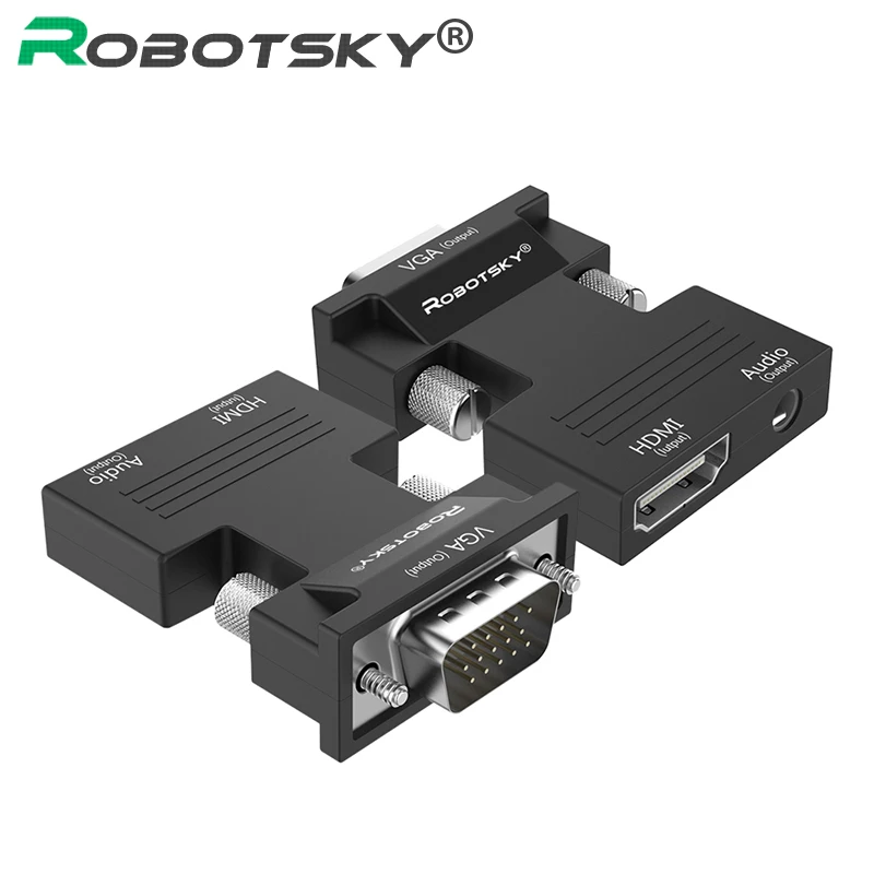 

HDMI to VGA Converter with Audio Adapter for HDTV Projector Female to Male 1080P Signal HDMI-VGA Audio Transmission Adapter