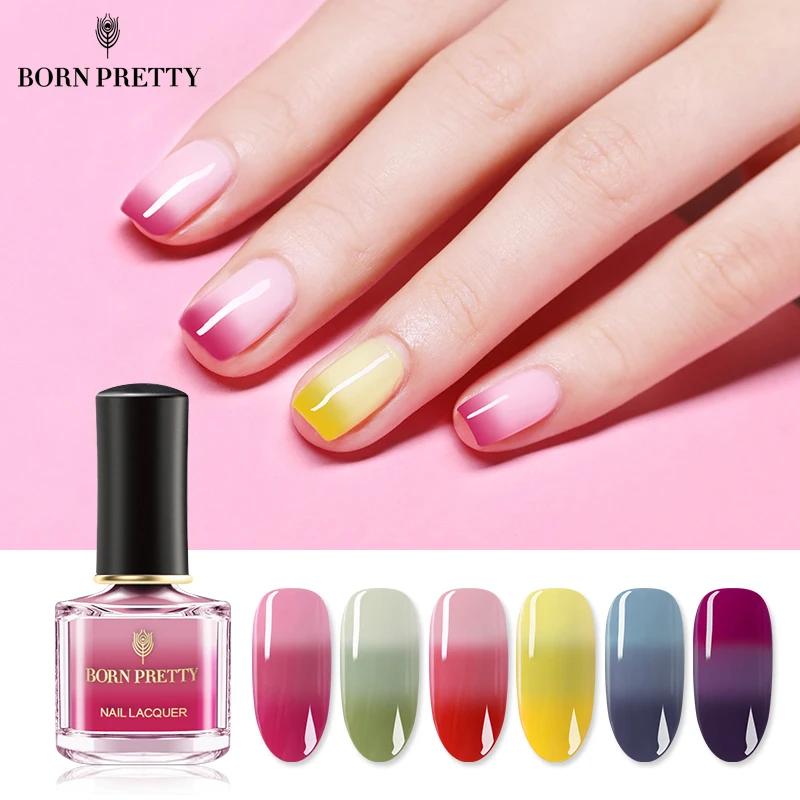 

BORN PRETTY 3 Colors Thermal Nail Polish 6ml Temperature Color Changing Nail Art Polish Long Lasting Varnish Manicure