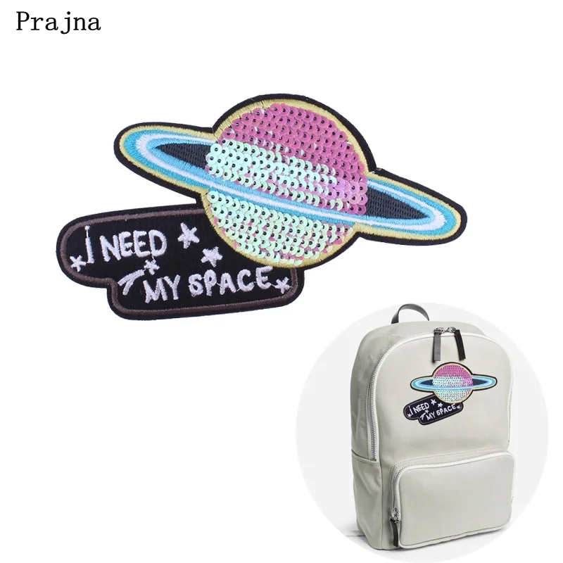 

Prajna Astronaut Patch Iron On Embroidered I Need My Space Patches UFO Badge Clothes DIY Applique Embroidery Hat Bag Accessories