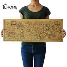 Wall Sticker for Kids Room Living Room Harry Potter Magic World Map Kraft Paper Cafe Bar Poster Decorative Painting 72x26cm