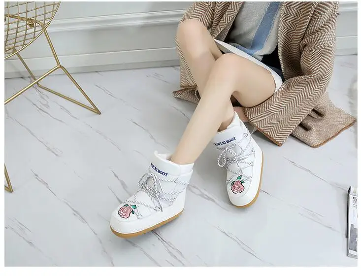 Boots woman shoes winter female warm water-resistant upper plus size fashion non-slip sole free shipping embroidery snow boot c2