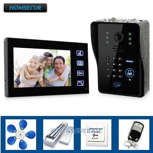 HOMSECUR Touch Key 7\ Video Door Phone System Wth IR Camera & Code Keypad Magnetic Lock Doorbell