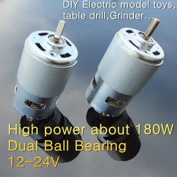 

(Upgrade 775) 795 high power DC motor,Dual Ball Bearing 12-24V high torque motor DIY Electric model toys,table drill,Grinder..