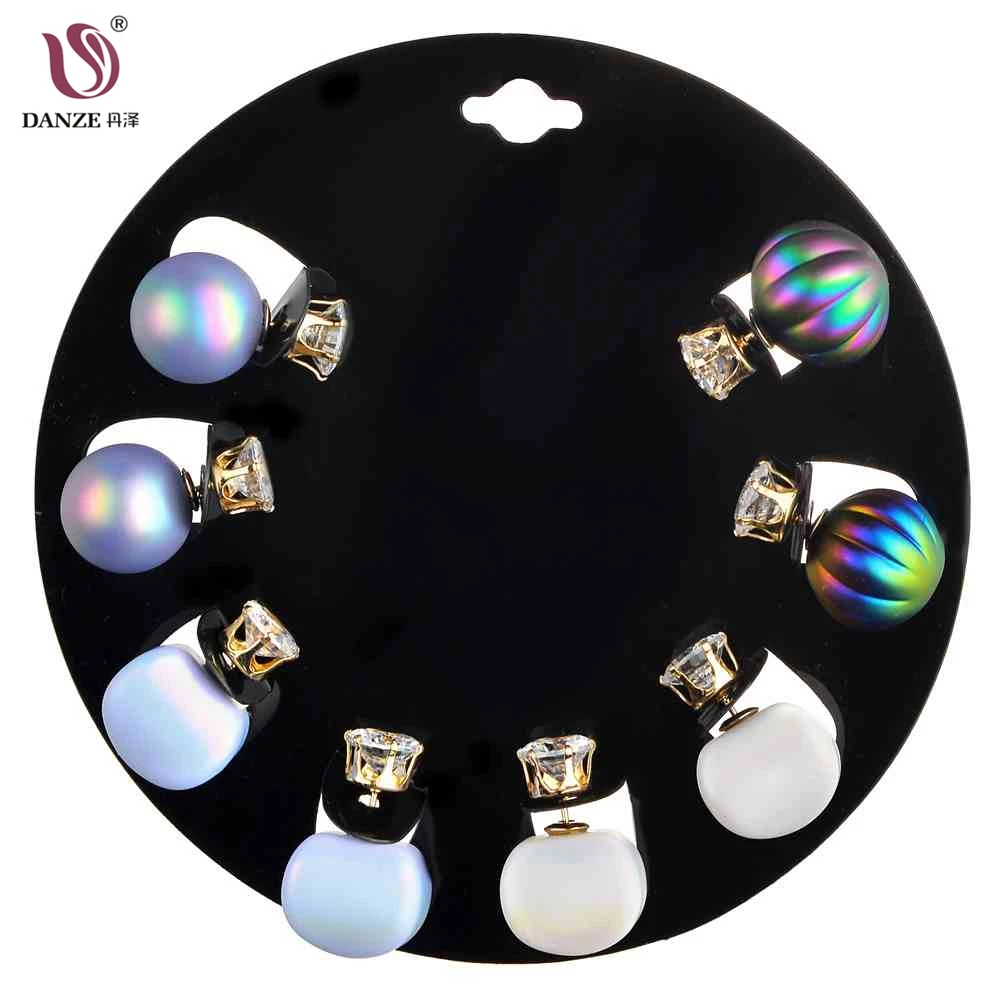 

DANZE 4 Pairs/lot Front & Back Women's Stud Earring Set Rhinestone Romantic Female Resin Earrings Jewelry For Girls Female Gifts