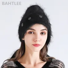 BAHTLEE Autumn winter Muslim women s angora rabbit turban hijab shawl scarf real Fur Wrap knitted