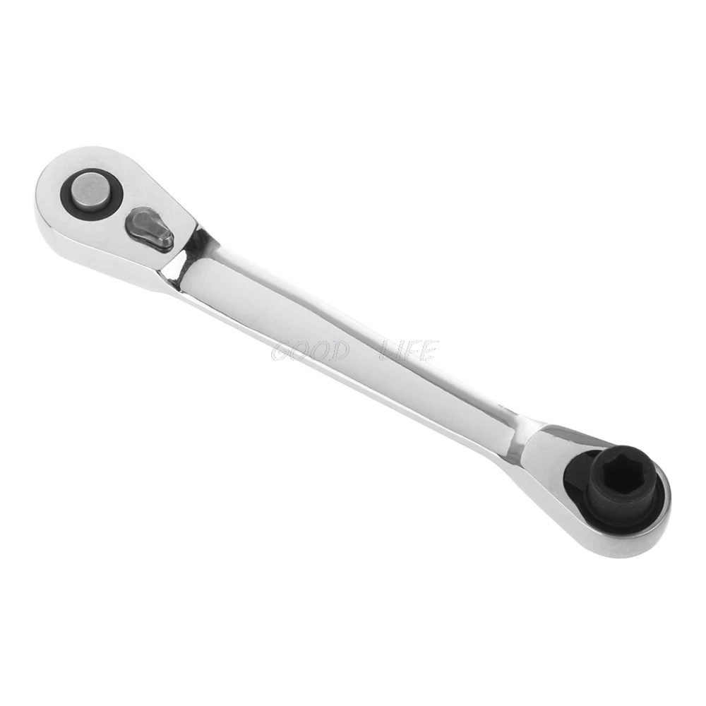 

1/4" Dual Head Square Ratchet Socket Wrench Hex Bit Driver Screwdriver 72-Tooth