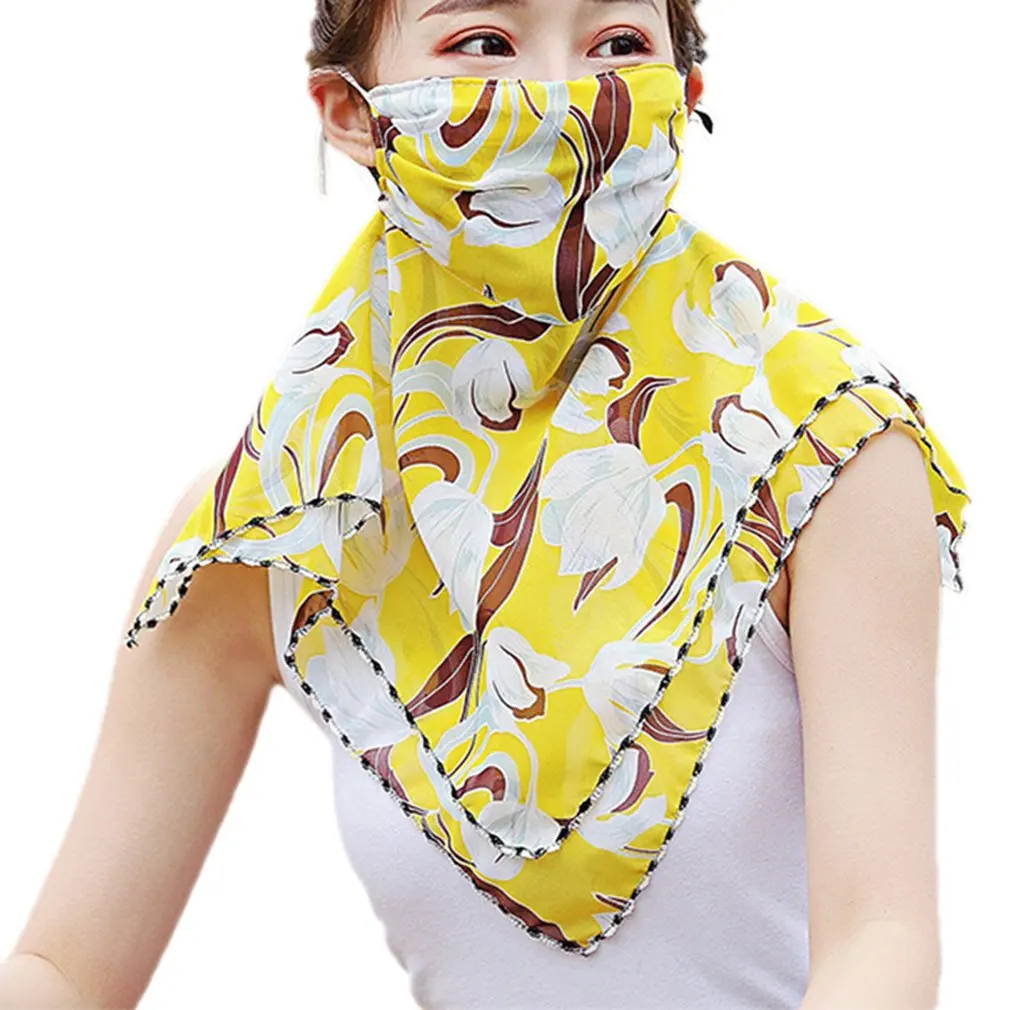 Летняя дышащая маска от солнца женский цветной шифоновый сплошной цвет маска шелк льда тонкая шапка с защитой лица от ветра - Цвет: 02