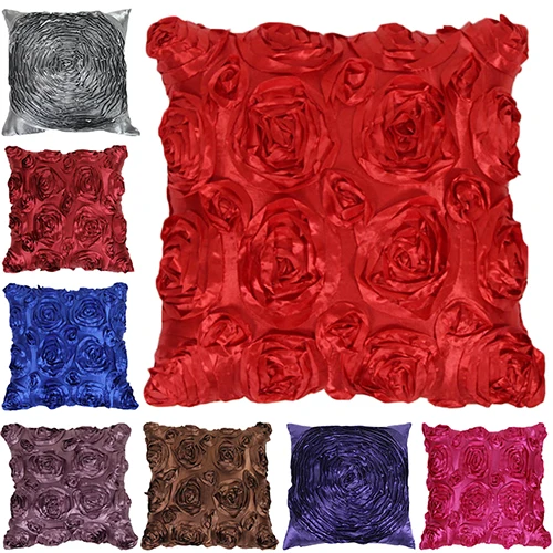 

Best Satin 3D Rose Flower Square Throw Pillow Cushion Case Cover Sofa Home Room Car Seat Decor 8PM3
