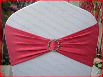

Coral Red Single Layer Spandex/Lycra/Expand Band/Chair Covers With Round Diamond Buckle For Wedding Party Banquet Decorations