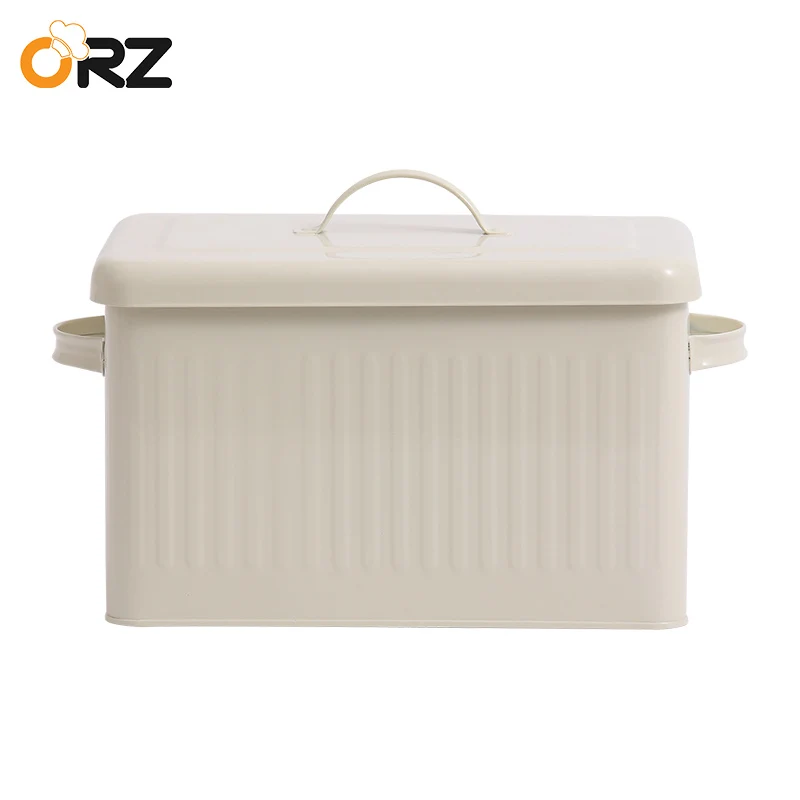 8L Große Metall Brot Box Mit Deckel Staub Proof Fall Creme Weiß Retro Lagerung Bin Küche Lebensmittel Container Organizer lagerung Box Kaufen